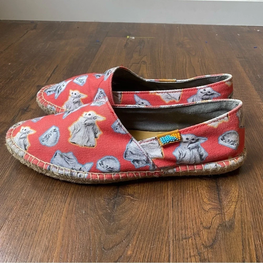 Star Wars Ubuntu Yoda Jute Afridrille Slip On Salmon Color Espadrille Shoe SZ 10